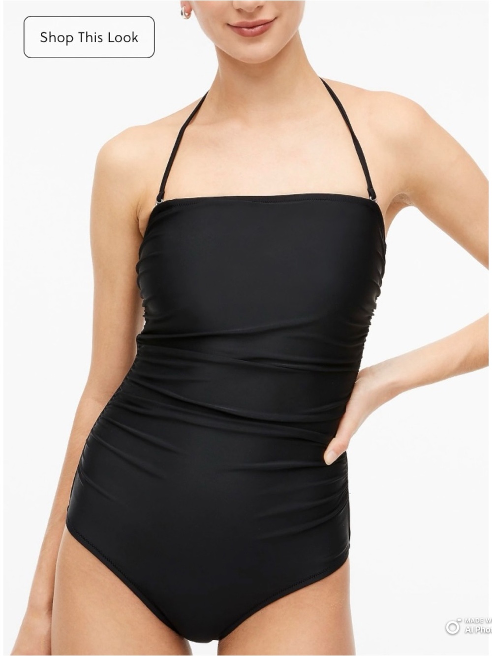 J Crew Factory Small Black Strapless One-Piece Swimsuit NWT Chic Beach Vacation